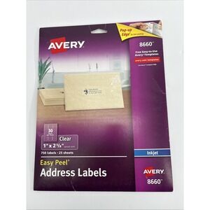 Avery 8660  permanent address labels clear inkjet (Avery 5160) - 15 Sheets